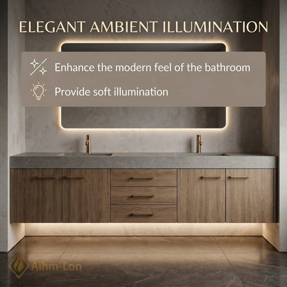60''-96'' Double Bathroom Vanity with Sink Stone-Textured Top Wood-Grain Panels Stone Textured