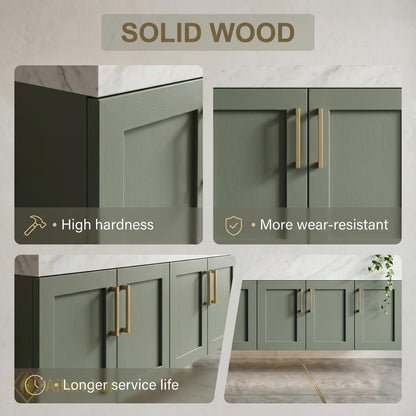 78''-96'' Double Bathroom Vanity with Sink Sage Green Modern Floating Panels Marble