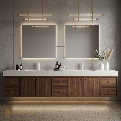 76''-96'' Double Bathroom Vanity with Sink Floating Modern Vanities Storage Drawers Vanitys