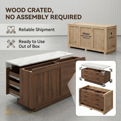60''-96'' Double Bathroom Vanity with Sink Floating Wood-Grain Finish Open Slatted Shelf