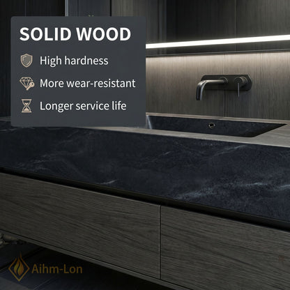 36''-64'' Modern Bathroom Vanity with Sink Grey Stone Veining Wood Grain Base