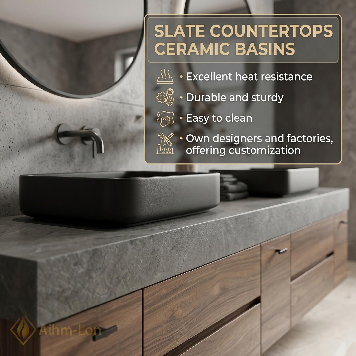 60''-96'' Double Bathroom Vanity with Sink Walnut Modern Floating Grain Drawer Storage