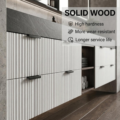 70''-96'' Modern Bathroom Vanity with Sink Floating Dark Stone Ribbed Panel Fronts Cabinet