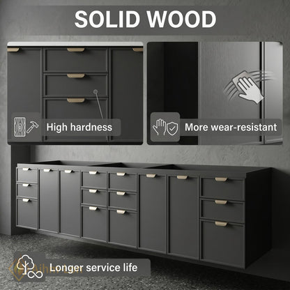 76''-96'' Modern Double Bathroom Vanity with Sink Floating Thick Stone Charcoal Finish