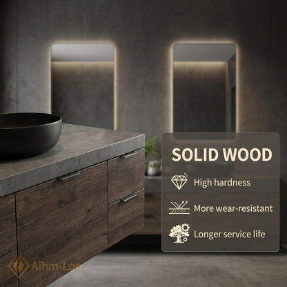 70''-96'' Double Bathroom Vanity with Sink Wood Modern Floating Stone Countertop Grain