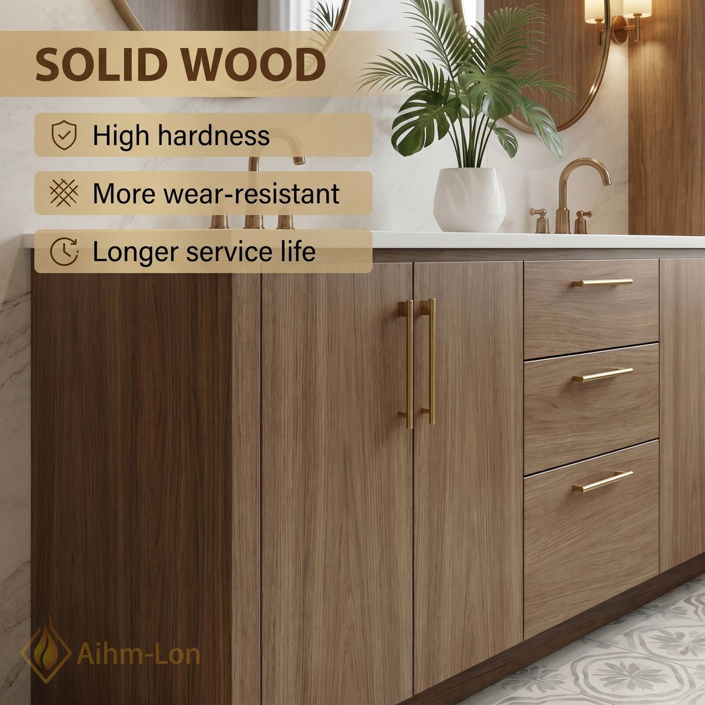 60''-96'' Double Bathroom Vanity with Sink Wide Countertop Wood Grained Finish Drawer