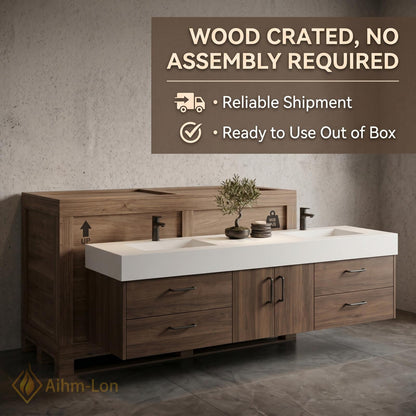60''-96'' Double Bathroom Vanity with Sink Modern Floating Solid Frame Base Drawers
