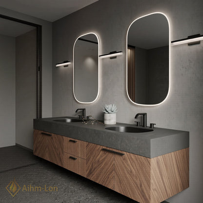 60''-96'' Double Bathroom Vanity with Sink Walnut Finish Textured Slatted Center Panel