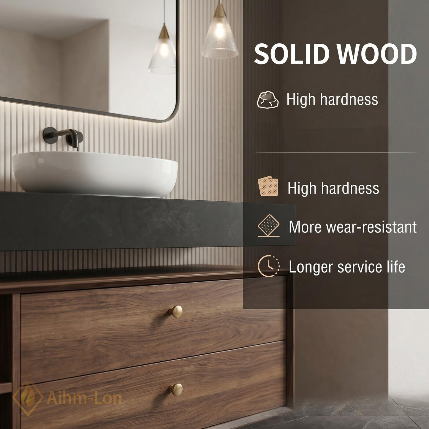 60''-96'' Double Bathroom Vanity with Sink Dark-Walnut Walnut Floating Modern Slatted Open-Shelving