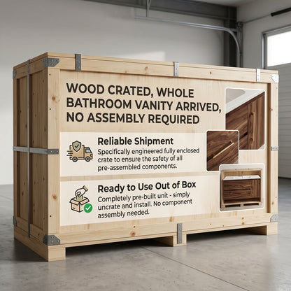 36''-64'' Modern Bathroom Vanity with Sink Large Wood Grain Floating Dual Drawers Cabinet
