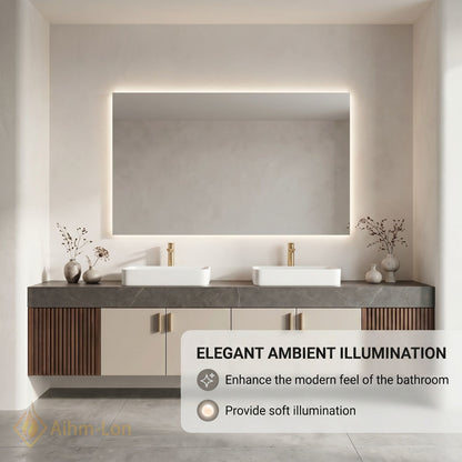 60''-96'' Double Bathroom Vanity with Sink Grey Modern Stone-Top Slatted Wood Panels