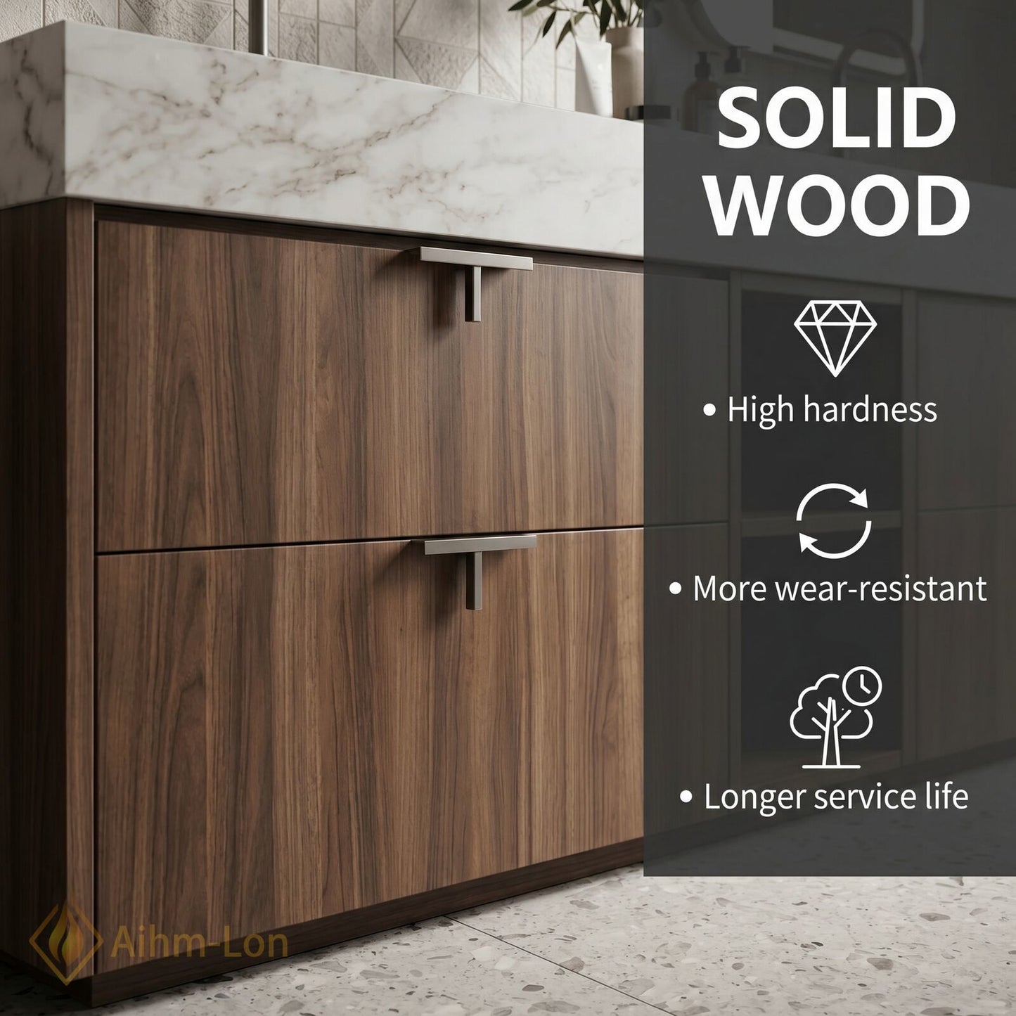 60''-96'' Bathroom Vanity with Sink Floating Storage Drawers Marble Top Double Geometric