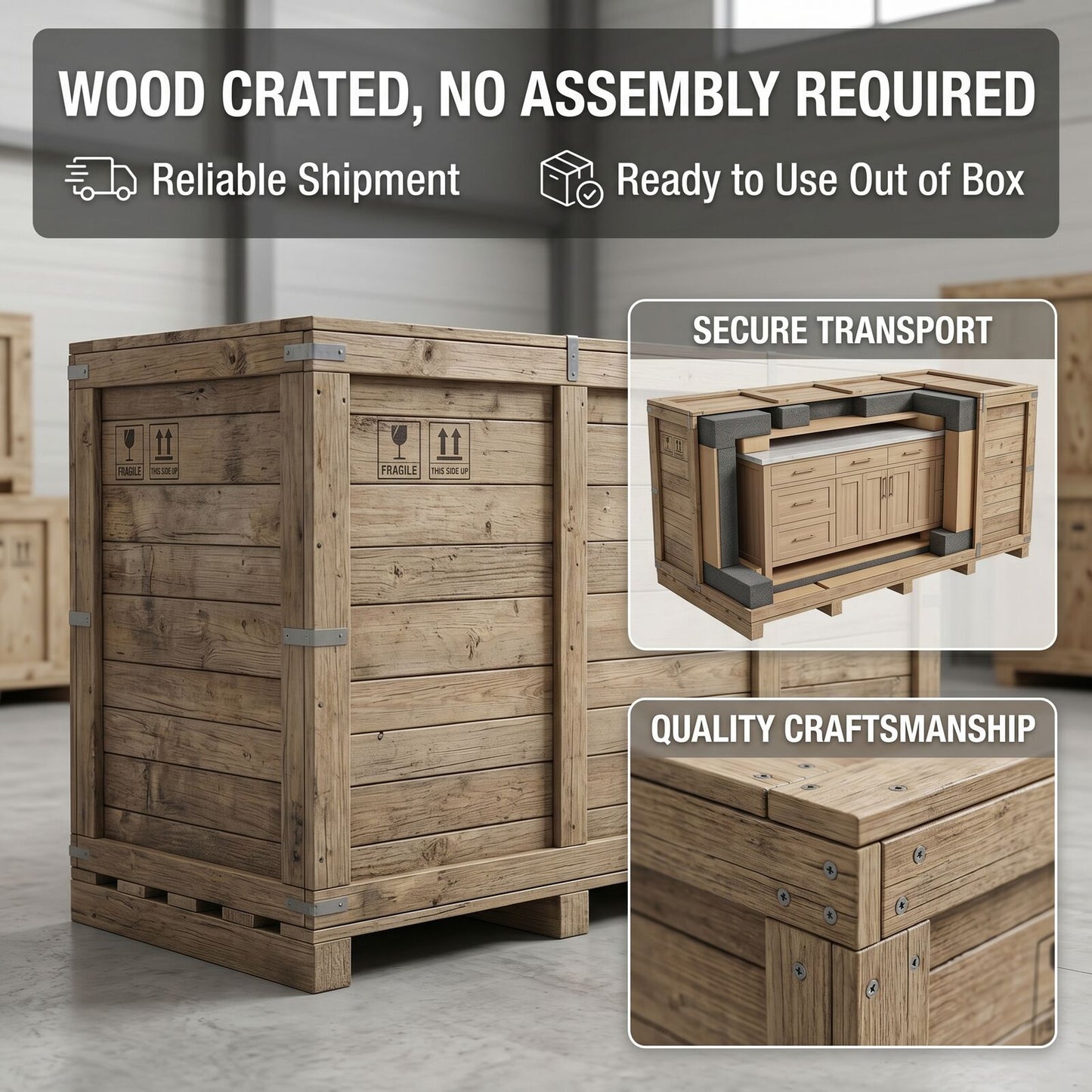 60''-96'' Elegant Bathroom Vanity with Sink Double Sink Wood Grain Stone Pattern Curved Doors
