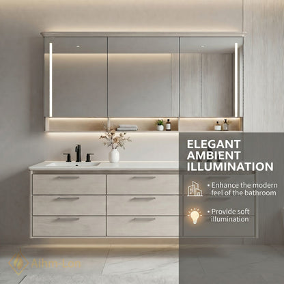 60''-96'' Double Bathroom Vanity with Sink Floating Frame Full Length Mirror Cabinet