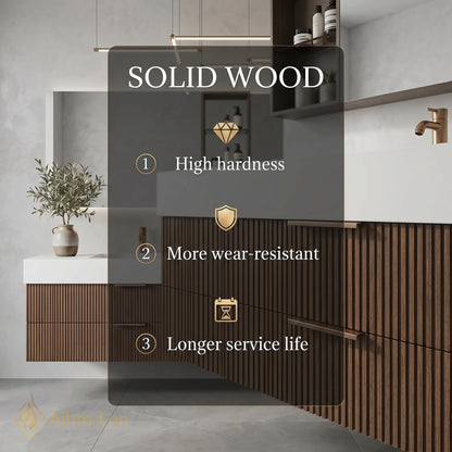 60''-96'' Double Bathroom Vanity with Sink Modern Slatted Wood Front White Solid Storage