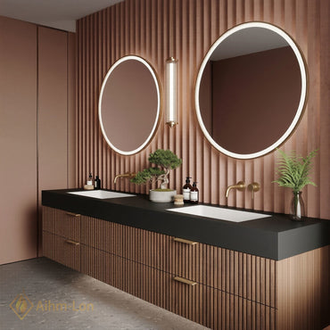 60''-96'' Double Bathroom Vanity with Sink Vertical Slatted Front Matte Black Top