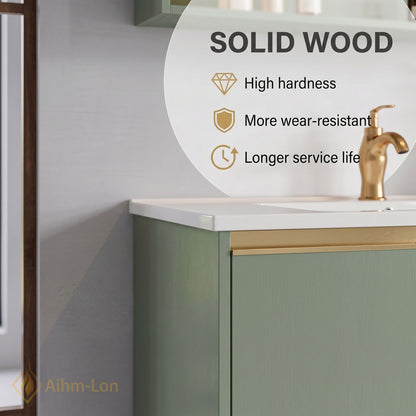 60''-96'' Floating Bathroom Vanity with Sink Dual Basin Matte Sage Mirror Cabinet