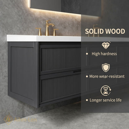 60''-96'' Floating Bathroom Vanity with Sink Double Sink Dark Matte Finish Drawers Cabinet