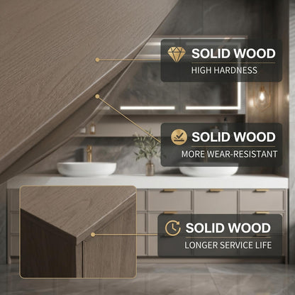 78''-96'' Modern Bathroom Vanity with Sink Double Sink Grey Matte Gold Hardware Cabinet