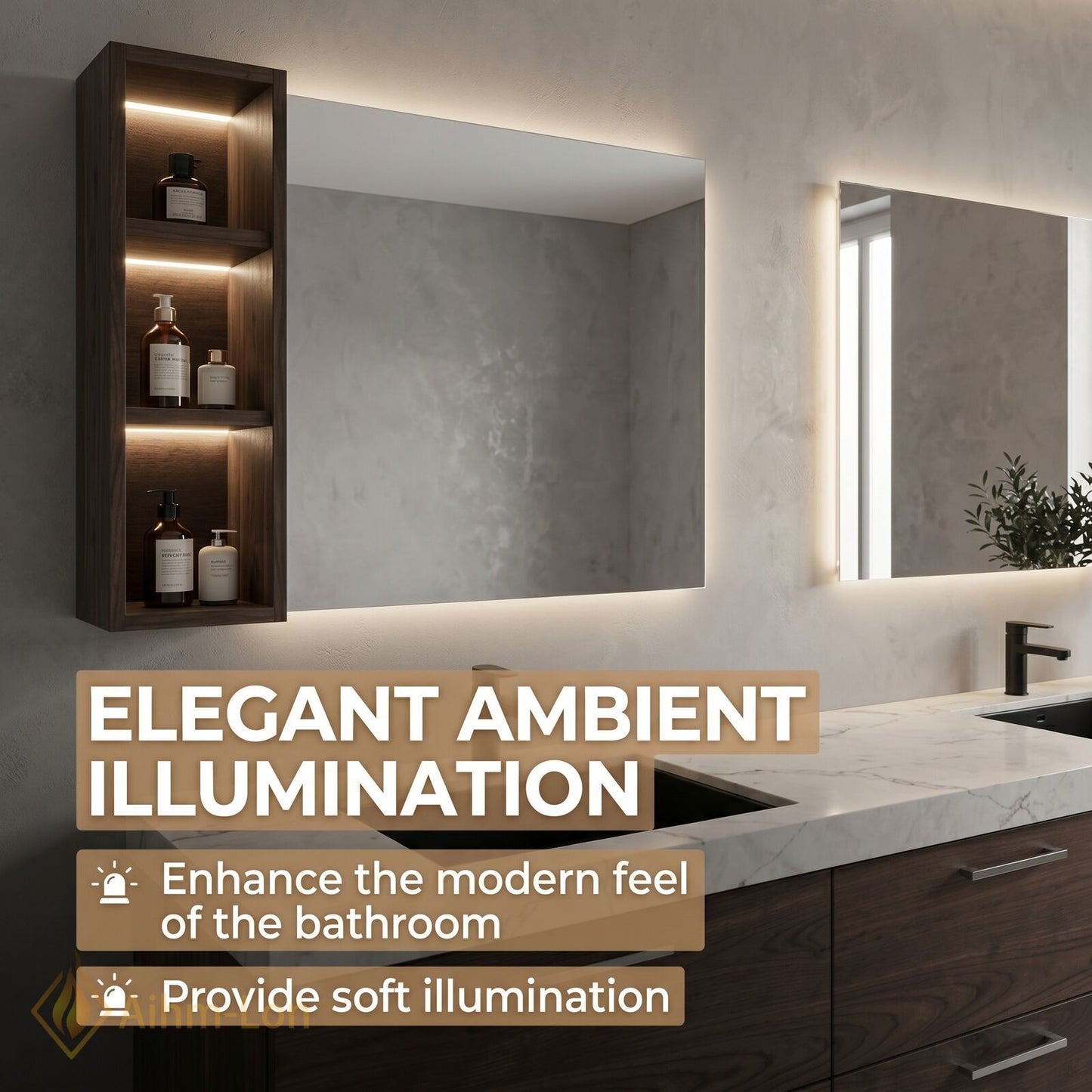 60''-96'' Modern Bathroom Vanity with Sink Dual Sink Marble-Style Top Six Drawers Cabinet