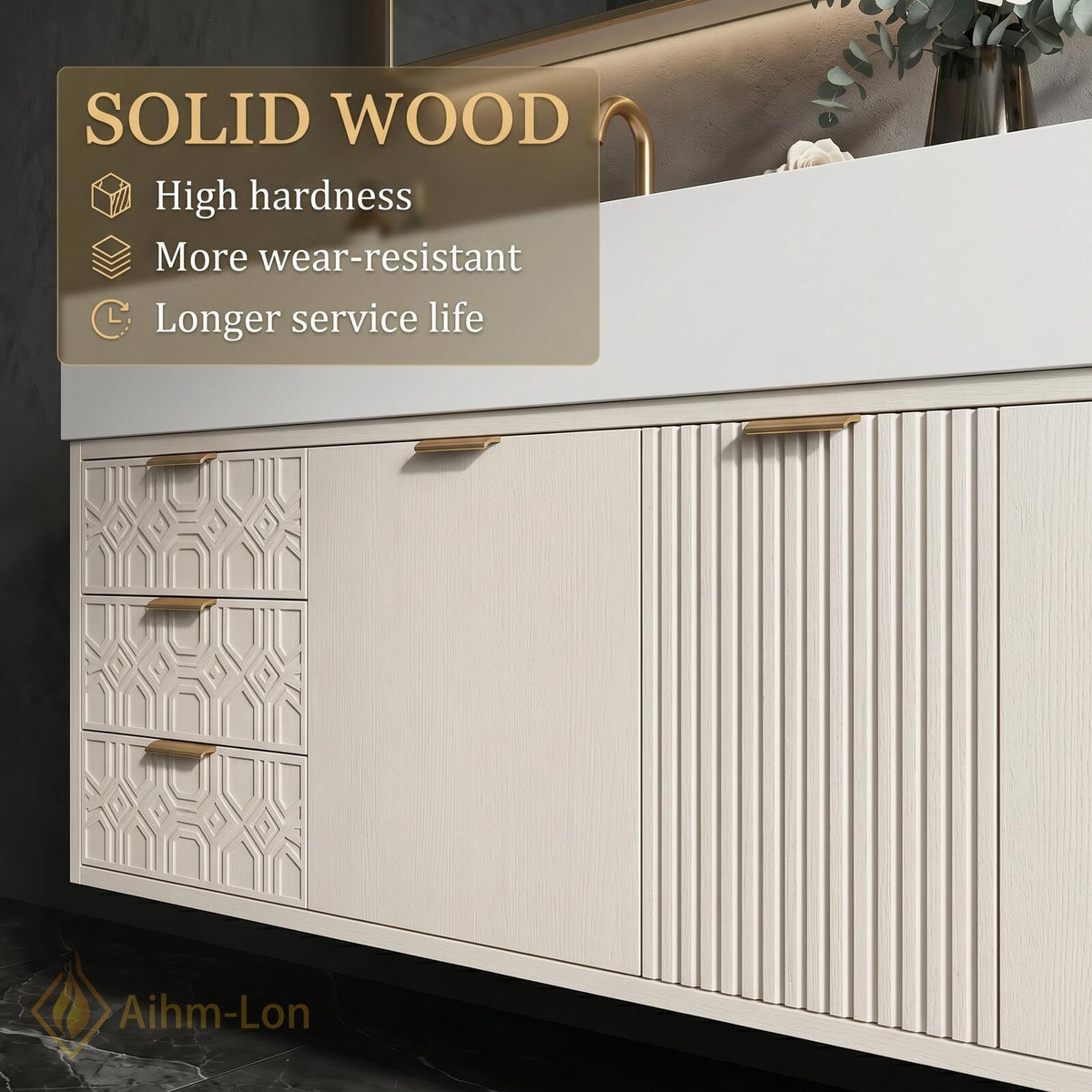 60''-96'' Double Bathroom Vanity with Sink Modern Floating Integrated Mirror Spacious Storage