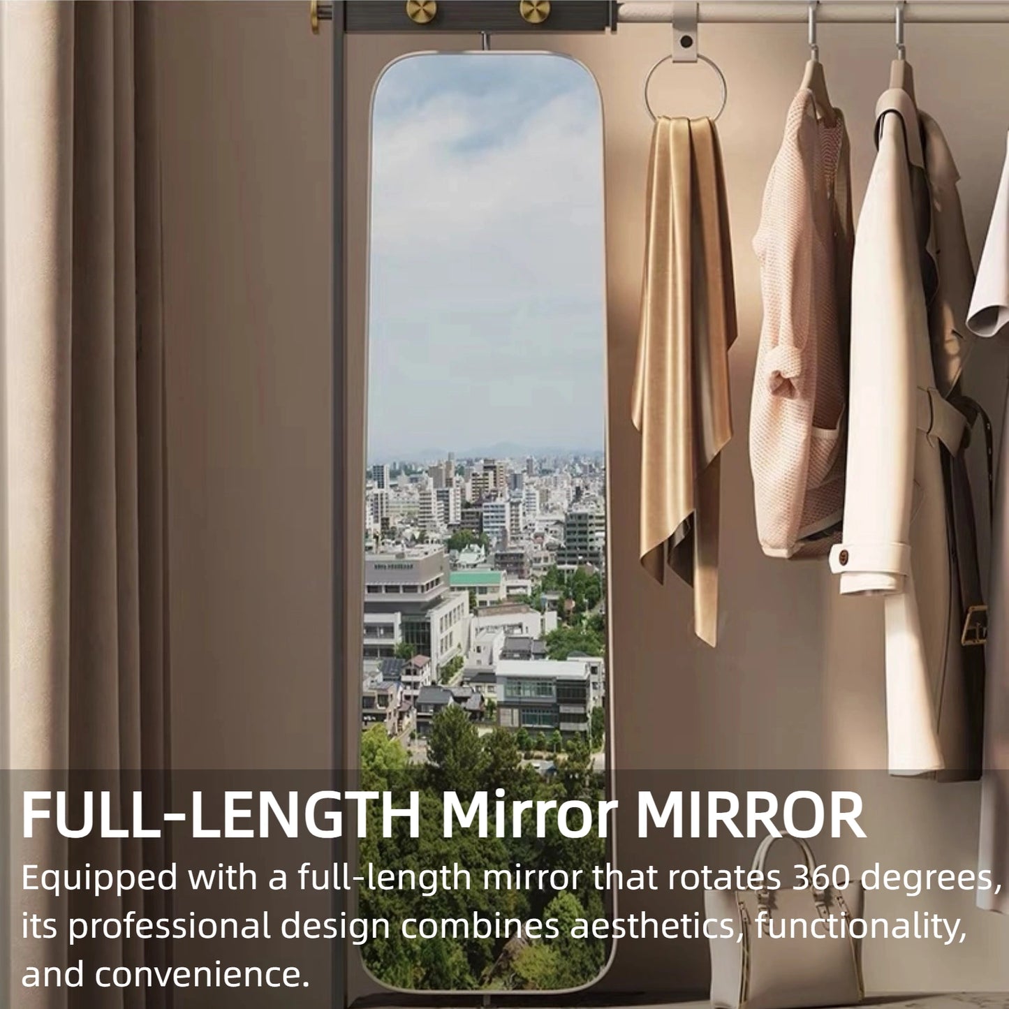 Aihm-Lon White Clothes Rack with Large Storage Space for Bedroom 43’’