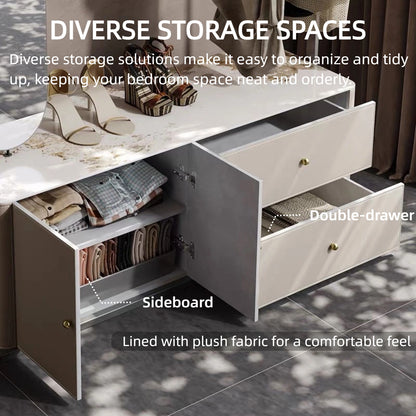 Aihm-Lon Luxurious Clothes Rack with Textured Countertop&Dressing Mirror 43’’