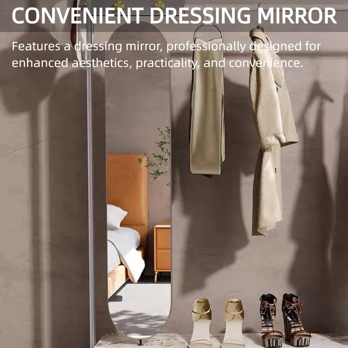 Aihm-Lon Luxurious Clothes Rack with Textured Countertop&Dressing Mirror 43’’