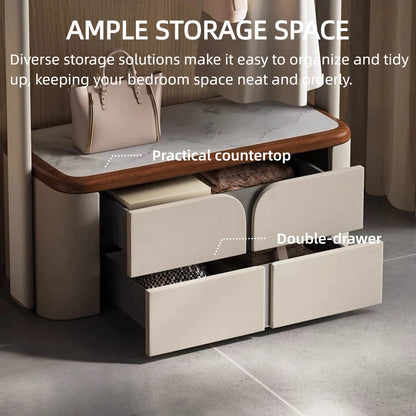 Aihm-Lon Laundry Clothes Racks for Hanging Clothes&Curved Leather Drawers 35’’