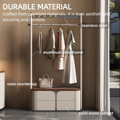 Aihm-Lon Laundry Clothes Racks for Hanging Clothes&Curved Leather Drawers 35’’