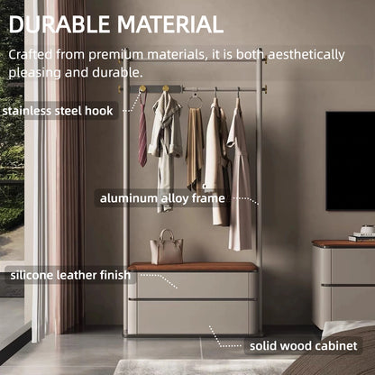 Aihm-Lon Freestanding Clothes Rack with Stainless Steel Hook 35’’