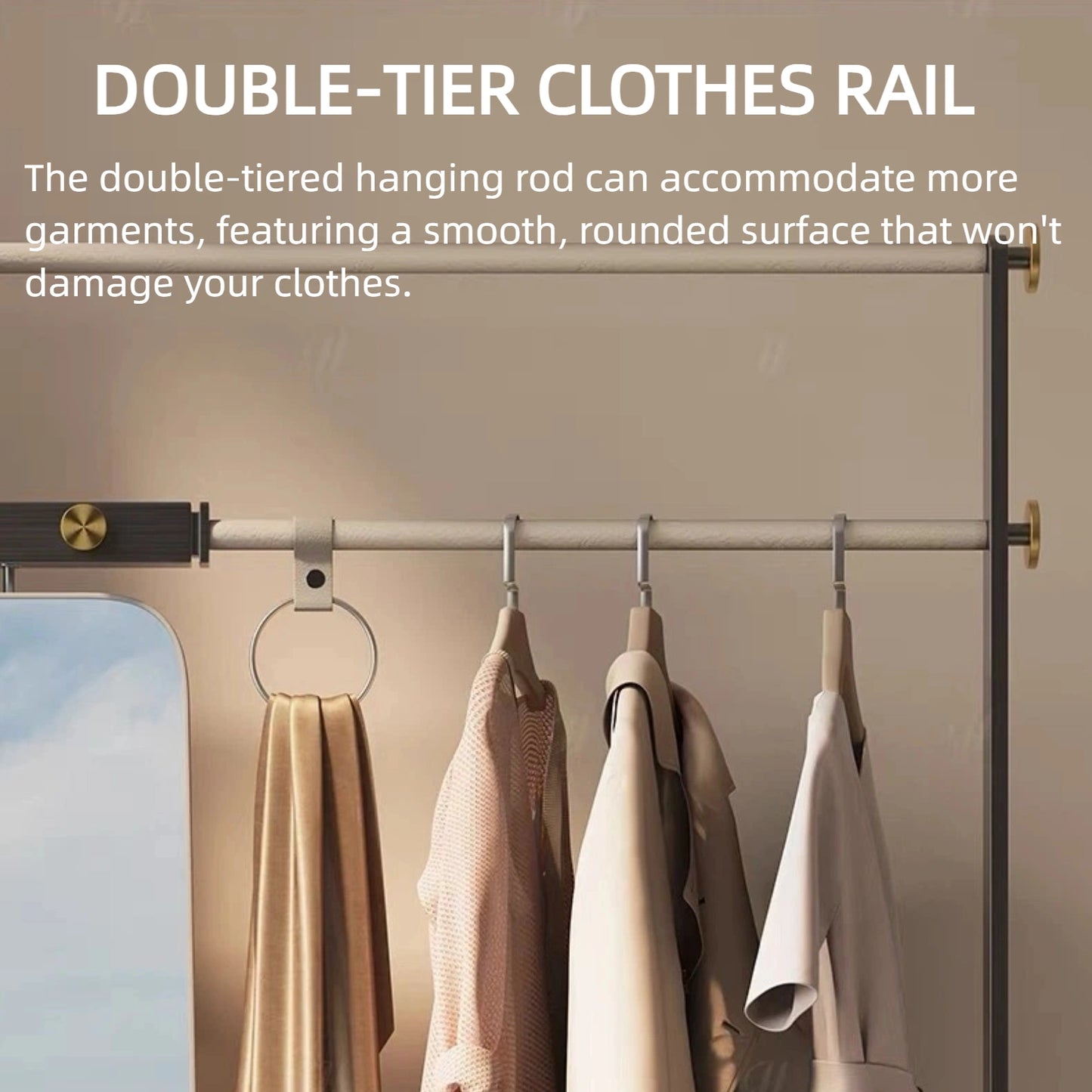 Aihm-Lon White Clothes Rack with Large Storage Space for Bedroom 43’’