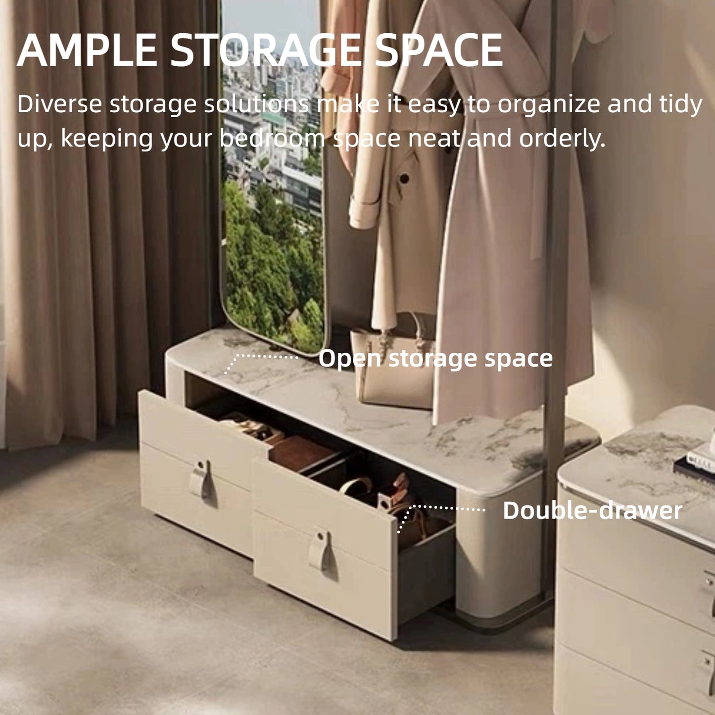 Aihm-Lon White Clothes Rack with Large Storage Space for Bedroom 43’’