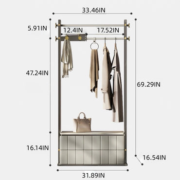 Aihm-Lon  Low-key Clothes Rack Multi-Layer Lattice Panel Design 33’’