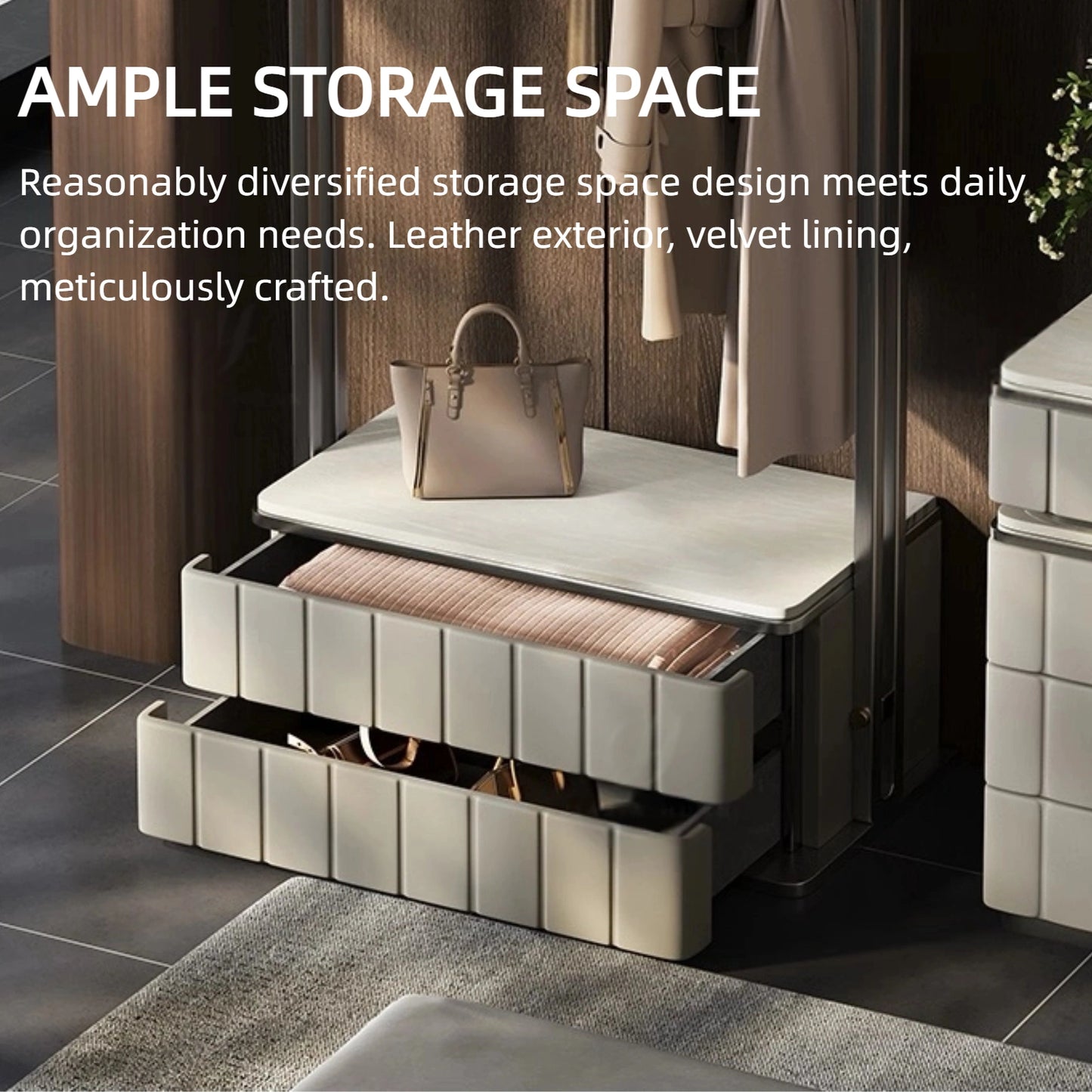 Aihm-Lon  Low-key Clothes Rack Multi-Layer Lattice Panel Design 33’’