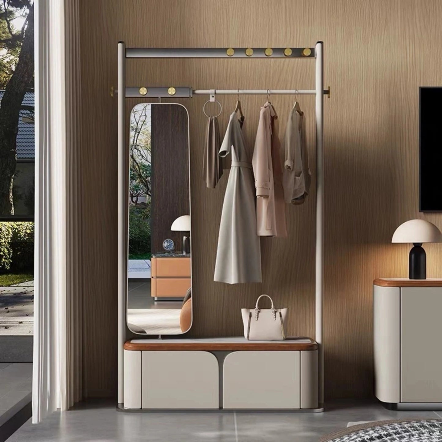 Aihm-Lon Durable Clothes Rack with Ample Hook Design for Bedroom 43’’