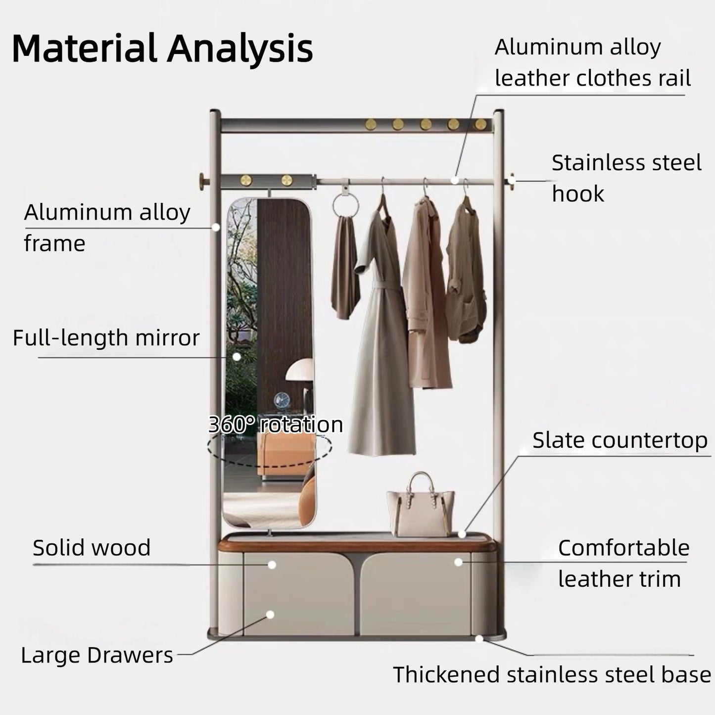 Aihm-Lon Durable Clothes Rack with Ample Hook Design for Bedroom 43’’