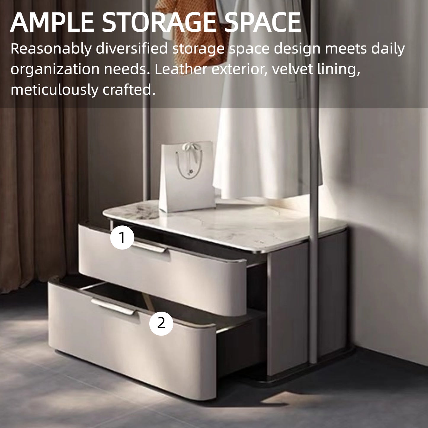 Aihm-Lon Unique Clothes Rack with Two Spacious Drawers 22’’-26’’