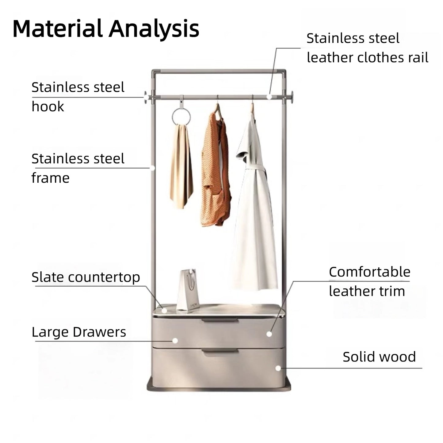 Aihm-Lon Unique Clothes Rack with Two Spacious Drawers 22’’-26’’