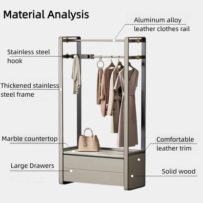 Aihm-Lon Minimalist Clothes Rack with Closed Drawers and Open Shelves 32’’