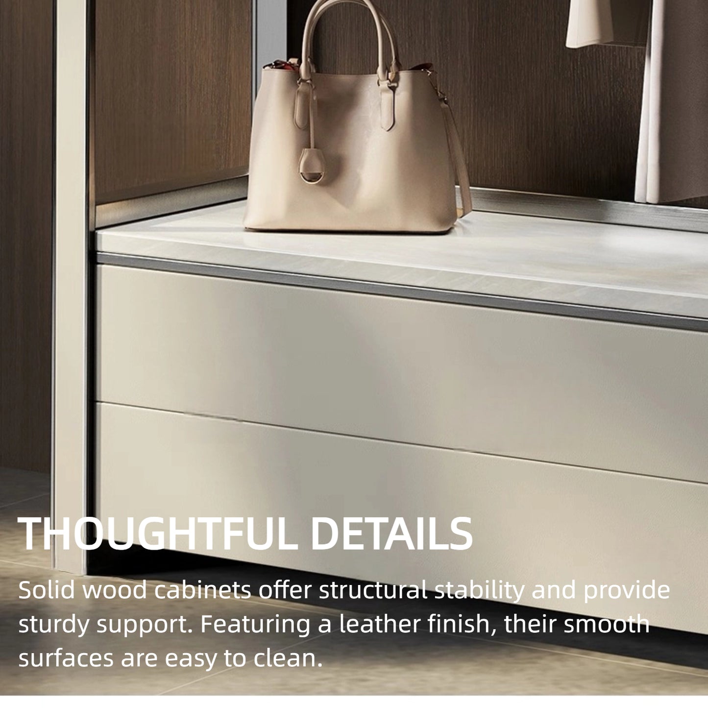 Aihm-Lon Minimalist Clothes Rack with Closed Drawers and Open Shelves 32’’