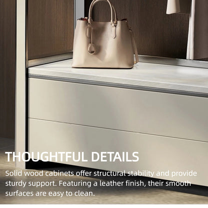 Aihm-Lon Minimalist Clothes Rack with Closed Drawers and Open Shelves 32’’