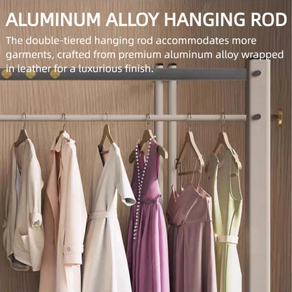 Aihm-Lon Luxurious Clothes Rack with Solid Wood Storage Panel 59’’