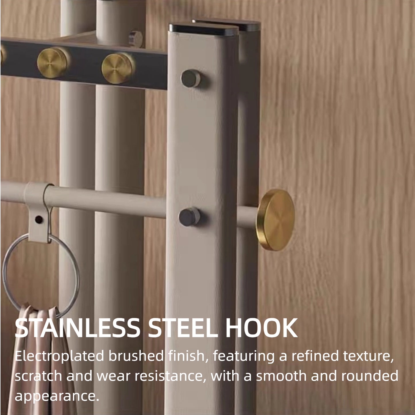 Aihm-Lon Luxurious Clothes Rack with Solid Wood Storage Panel 59’’