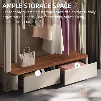 Aihm-Lon Luxurious Clothes Rack with Solid Wood Storage Panel 59’’