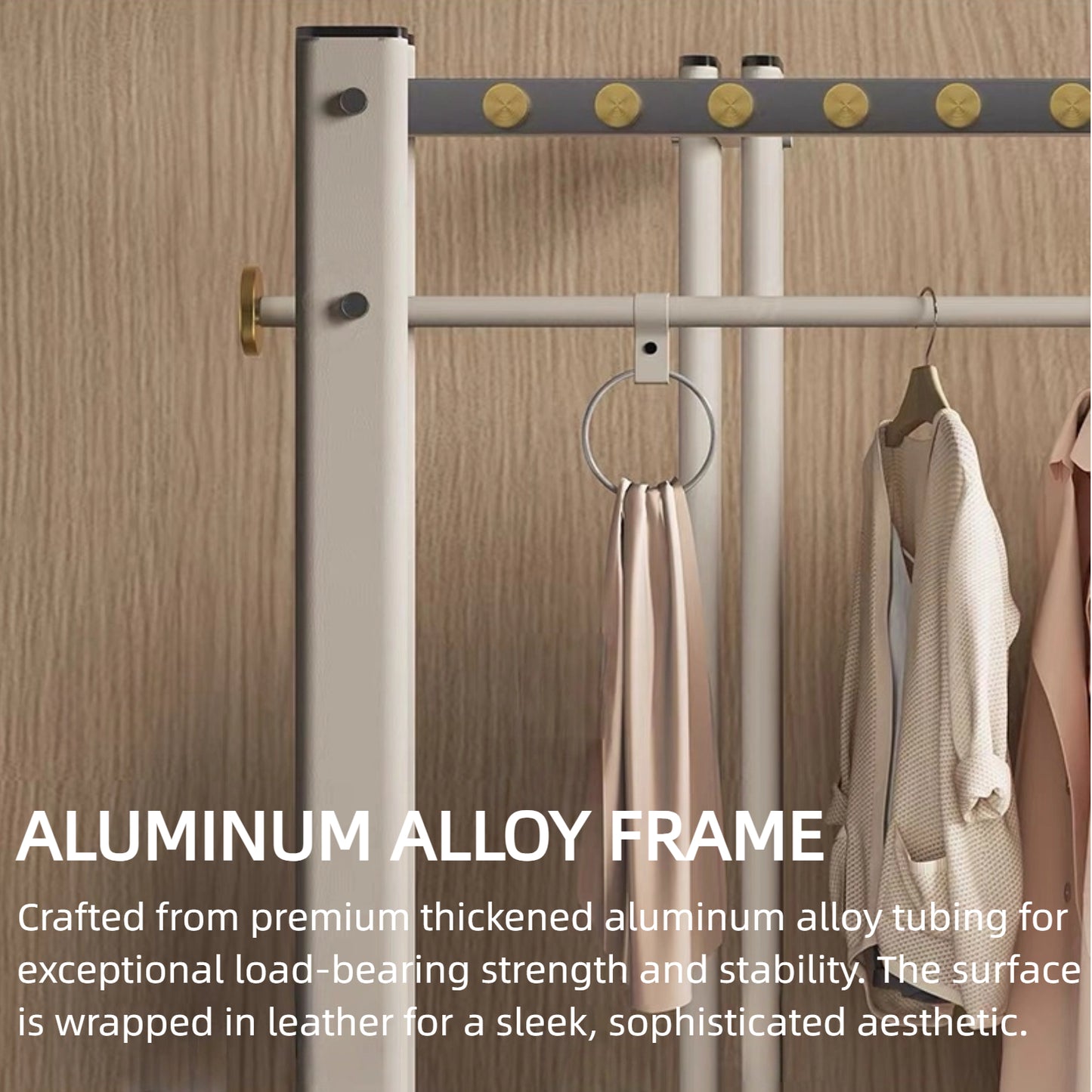 Aihm-Lon Luxurious Clothes Rack with Solid Wood Storage Panel 59’’