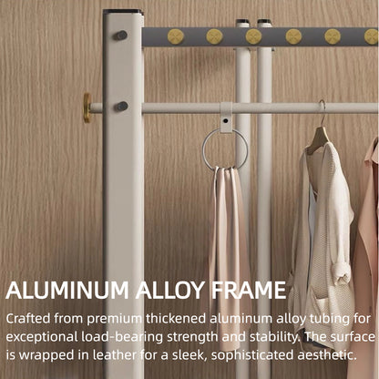 Aihm-Lon Luxurious Clothes Rack with Solid Wood Storage Panel 59’’