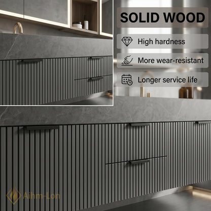 60''-96'' Double Bathroom Vanity with Sink Modern Stone Top Slatted Mirror Storage