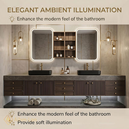 76''-96'' Double Bathroom Vanity with Sink Grey-Marble Grey Modern Slatted Vanities Top