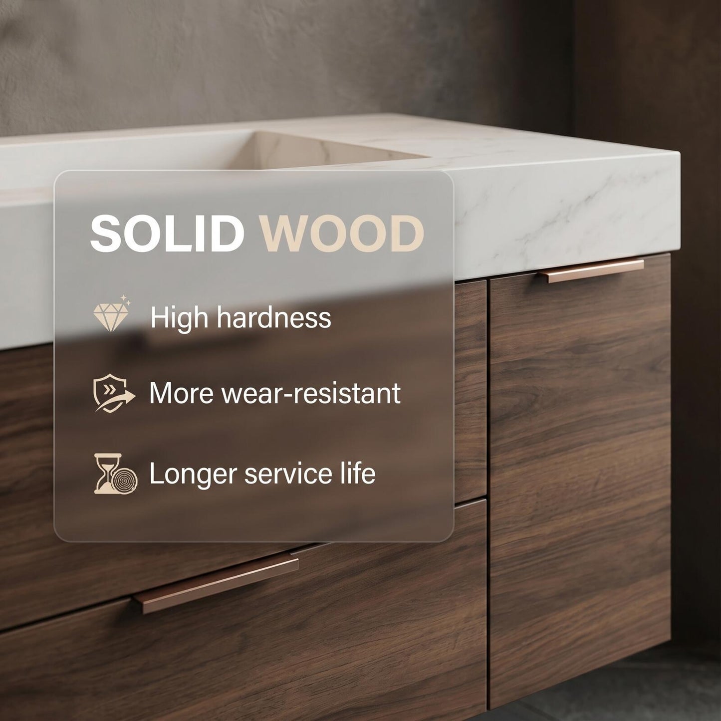 60''-96'' Modern Bathroom Vanity with Sink Double Sink Dark Walnut Slatted Center Panel Cabinet